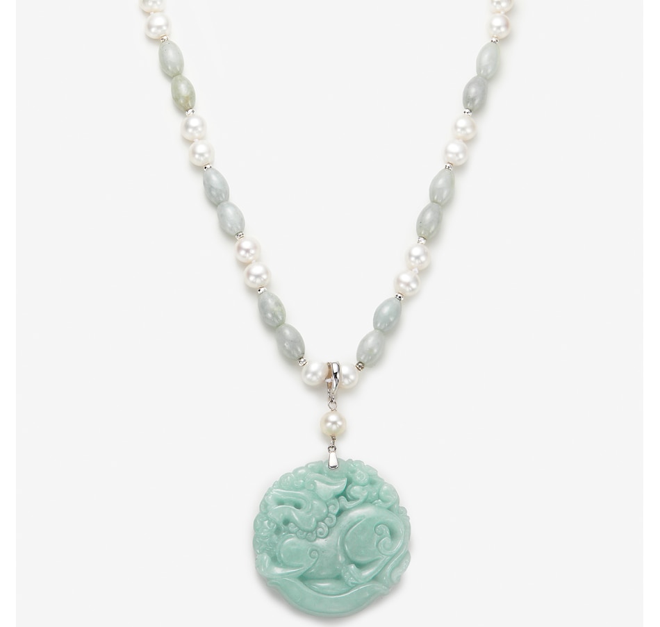 Image 245279.jpg, Product 245-279 / Price $649.99, Roz Kwan Sterling Silver Dyed Green Jade Fresh Water Pearl Pendant With Jade And Freshwater Enhancer from Roz Kwan Jewellery Collection on TSC.ca's Jewellery department