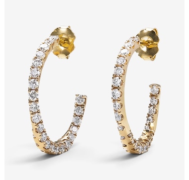 EVERA Diamonds 14K Gold 1.50ctw Diamond Hoop Earrings