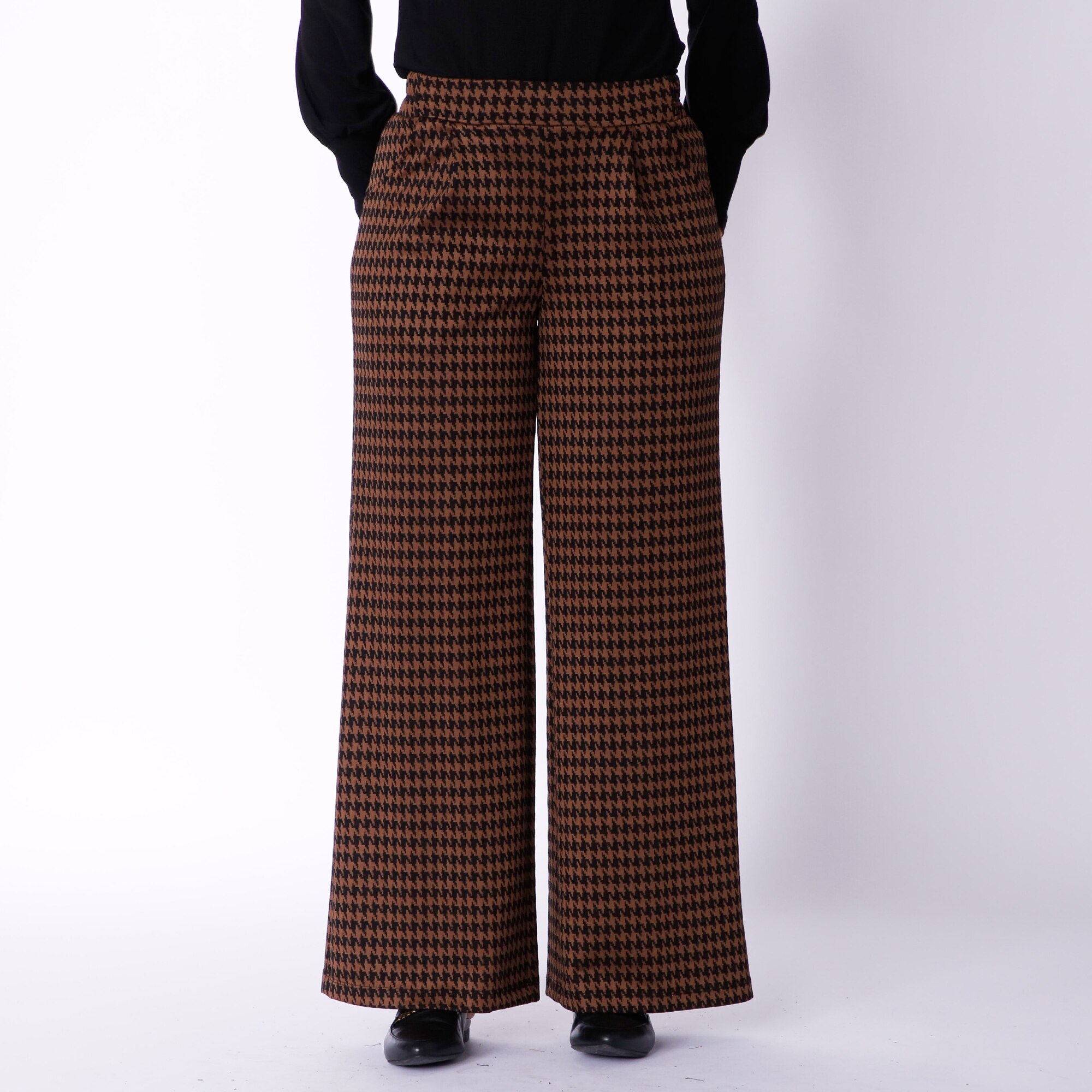 Houndstooth wide shop leg pants