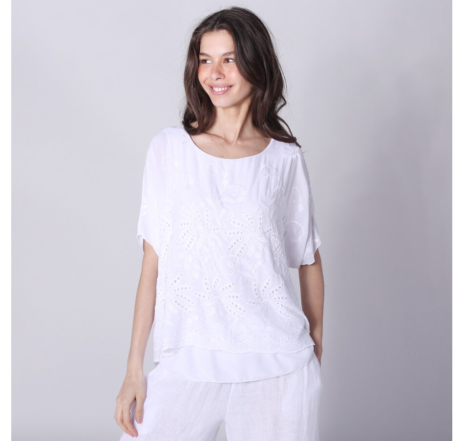 Image 245410_WHT.jpg, Product 245-410 / Price $19.33, M Made In Italy Eyelet Layered Top from M Made in Italy on TSC.ca's Fashion department