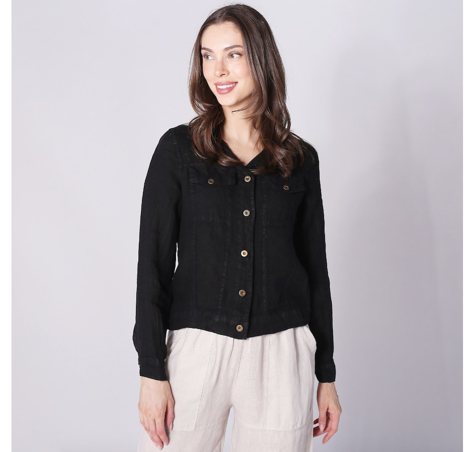 Image 245413_BLK.jpg, Product 245-413 / Price $39.33, M Made In Italy Linen Jean Jacket Style Topper from M Made in Italy on TSC.ca's Fashion department