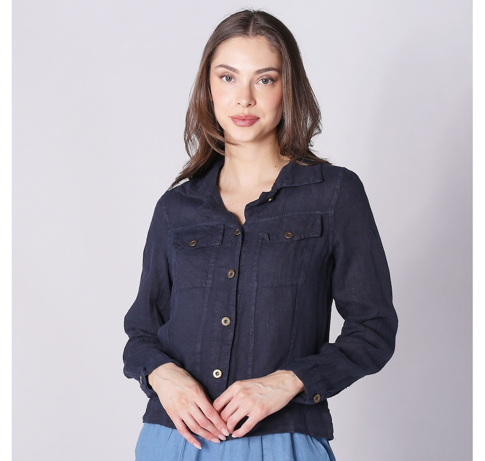 Image 245413_NVY.jpg, Product 245-413 / Price $39.33, M Made In Italy Linen Jean Jacket Style Topper from M Made in Italy on TSC.ca's Fashion department