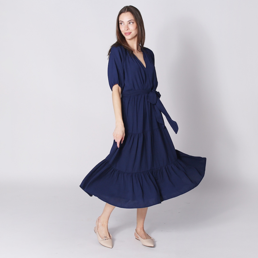 Image 245558_NVY.jpg, Product 245-558 / Price $39.33, Isaac Mizrahi Linen-Look Belted Dress from Isaac Mizrahi New York on TSC.ca's Fashion department