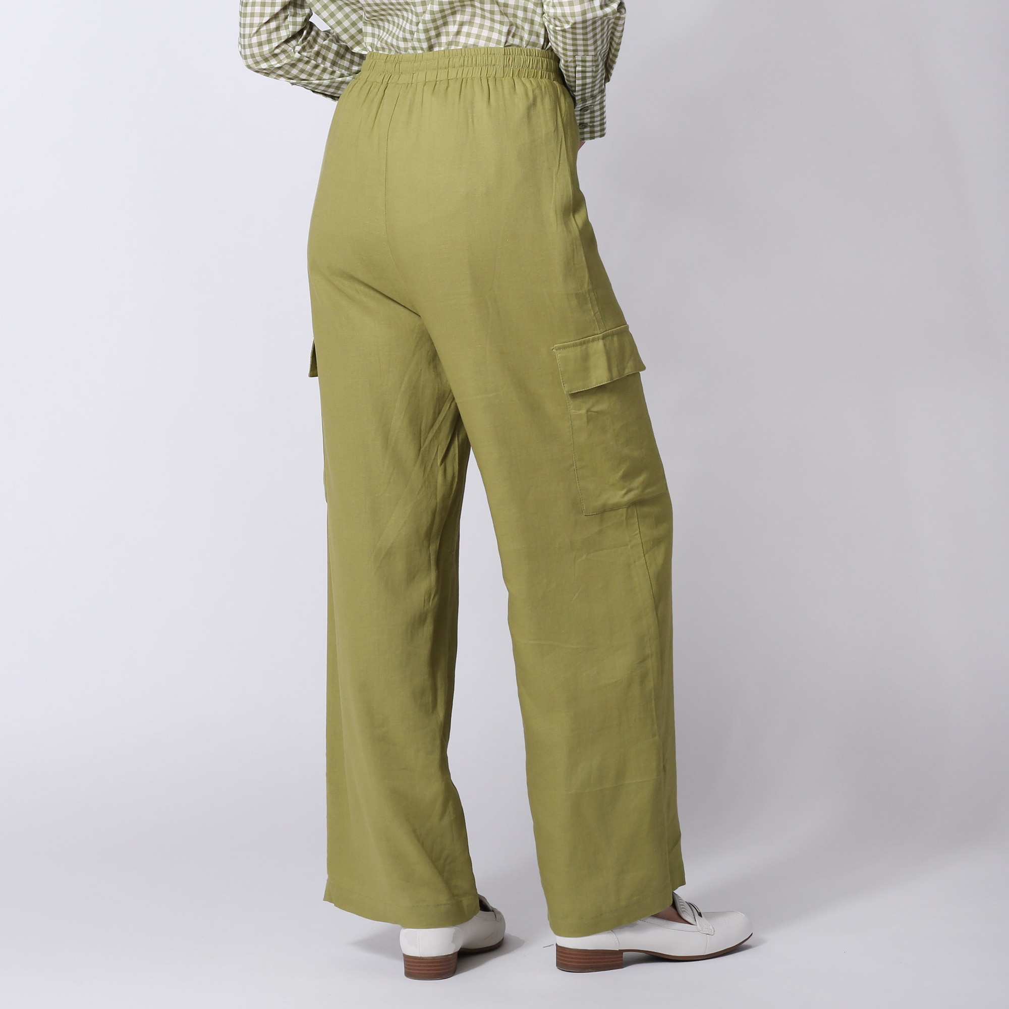 Isaac Mizrahi Drawstring Linen Blend Cargo Pant