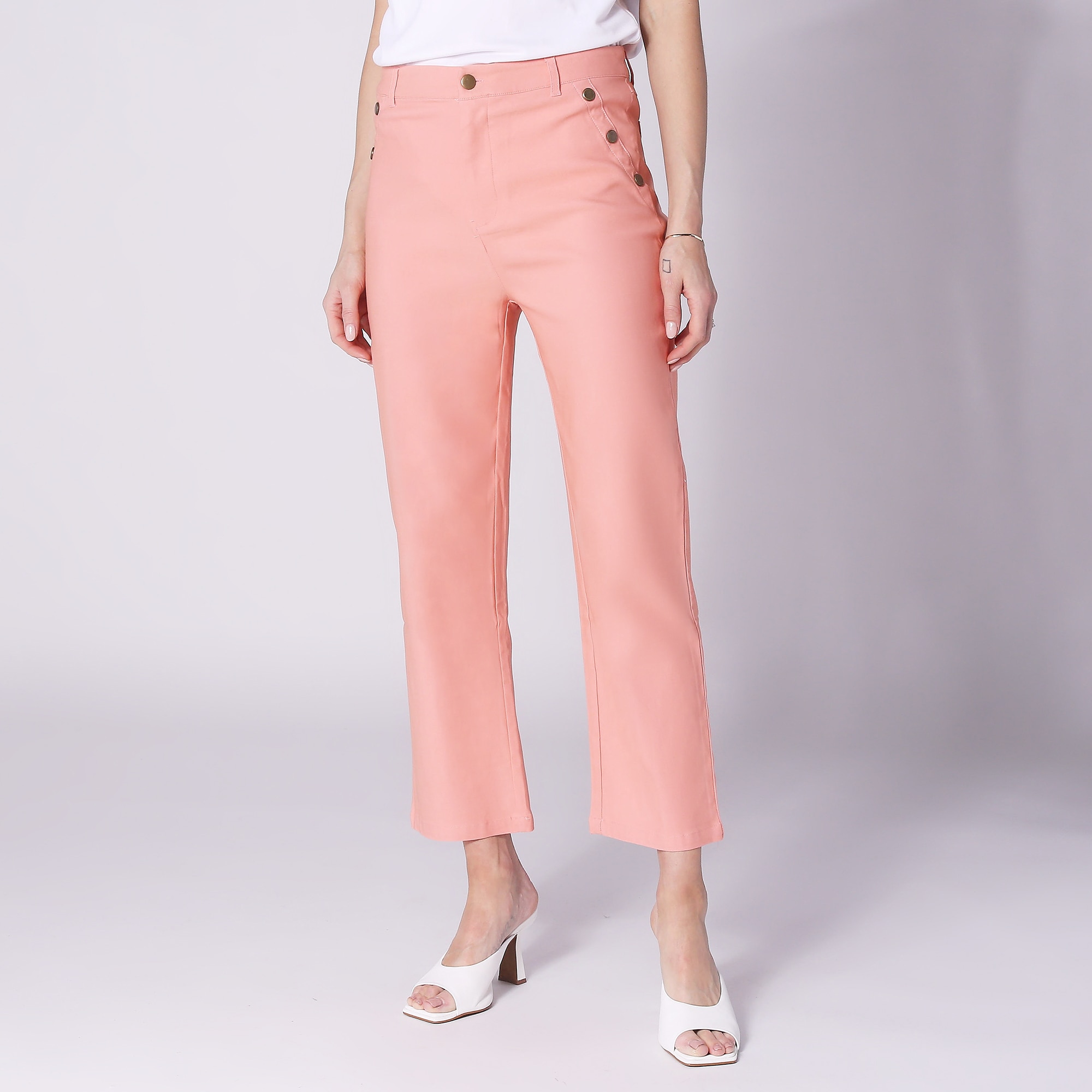 Guillaume Gold Button Soft Flare Pant