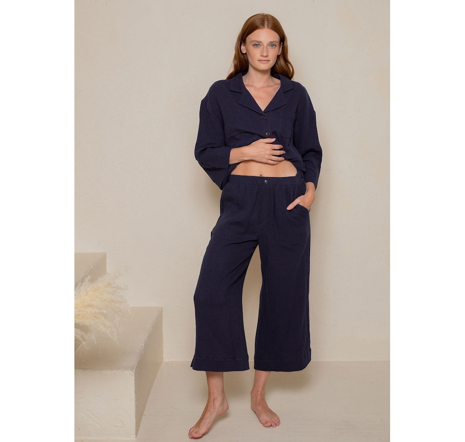 Image 245578_MINDG.jpg, Product 245-578 / Price $24.33, Latte Love Crinkle Cotton Gauze Relaxed High Waist Capri from LATTELOVE on TSC.ca's Fashion department