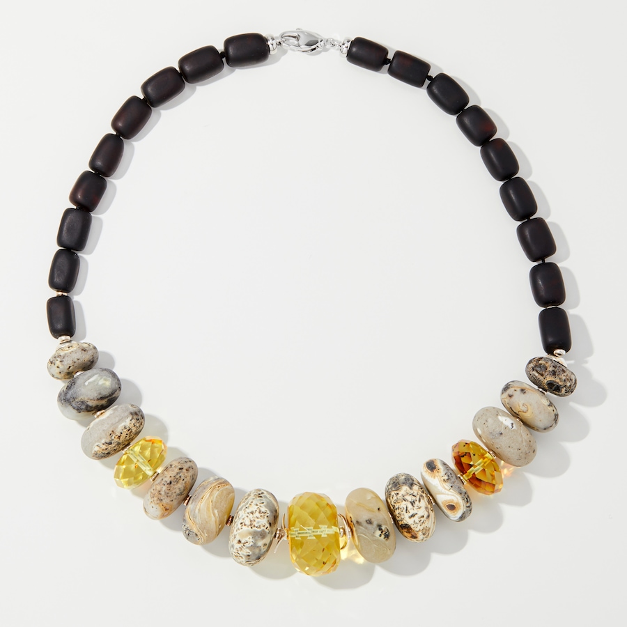Image 245634.jpg, Product 245-634 / Price $749.99, Amber Extraordinaire Artisan Collection Sterling Silver Black and Marble Amber Necklace from Amber Extraordinaire on TSC.ca's Jewellery department