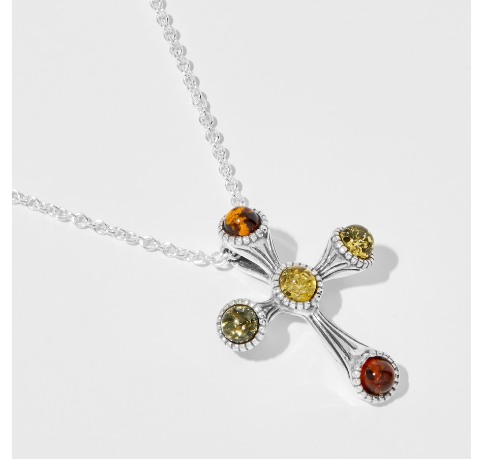 Image 245657_ALTMORE1.jpg, Product 245-657 / Price $69.99, Amber Extraordinaire Sterling Silver Amber Cross Pendant with Chain from Amber Extraordinaire on TSC.ca's Jewellery department