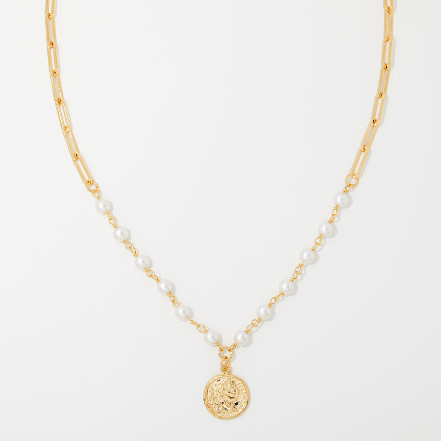 Image 245686.jpg, Product 245-686 / Price $79.88, Bronzoro 18K Yellow Gold Plated Coin & Freshwater Pearl Paperclip Chain Necklace from Bronzoro on TSC.ca's Jewellery department