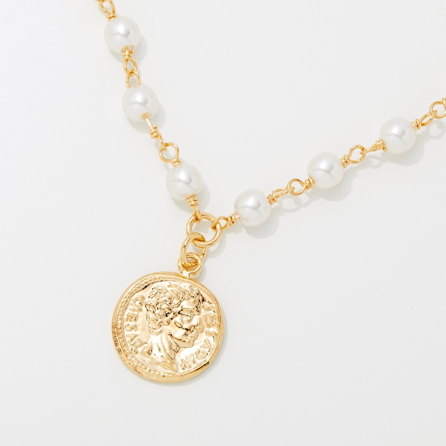 Image 245686_ALTMORE1.jpg, Product 245-686 / Price $79.88, Bronzoro 18K Yellow Gold Plated Coin & Freshwater Pearl Paperclip Chain Necklace from Bronzoro on TSC.ca's Jewellery department