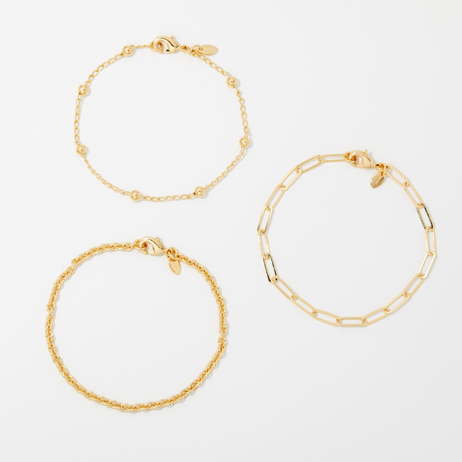 Image 245703.jpg, Product 245-703 / Price $99.99, Bronzoro 18K Yellow Gold Plated Set Of Three Bracelets(DC Cable, Station And Paper Clip) from Bronzoro on TSC.ca's Jewellery department