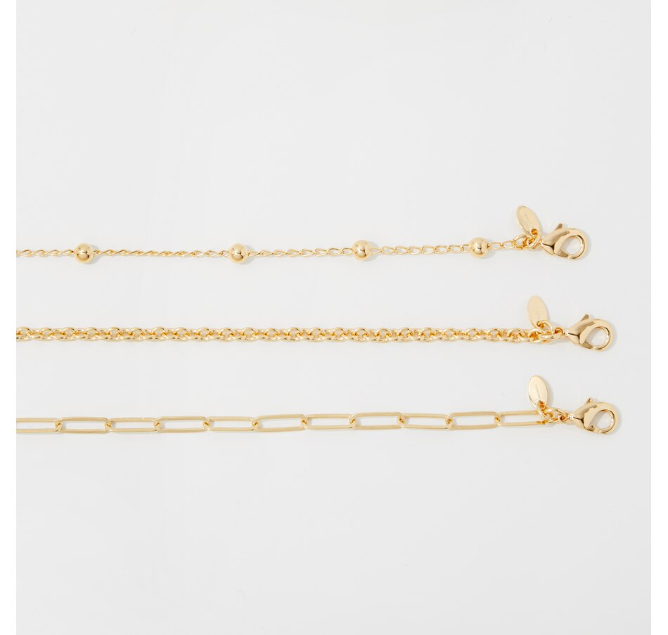 Jewellery Jewellery Sets Bronzoro 18K Yellow Gold Plated Set Of 3 Necklaces, Station Bead