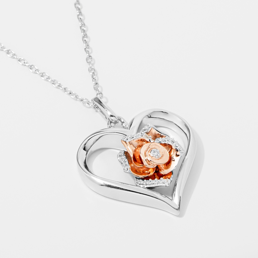 Image 245754_ALTMORE1.jpg, Product 245-754 / Price $229.99, Colours of Diamonds Sterling Silver 14K Rose Gold Plate 0.05 ctw Diamond Heart Pendant With Chain from Colours of Diamonds on TSC.ca's Jewellery department
