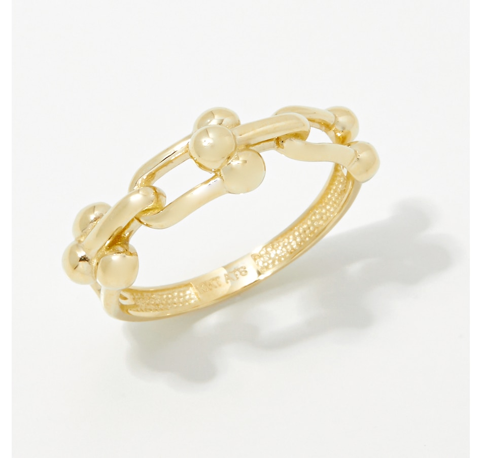10K Yellow Gold High Polished Hardware Link Ring
