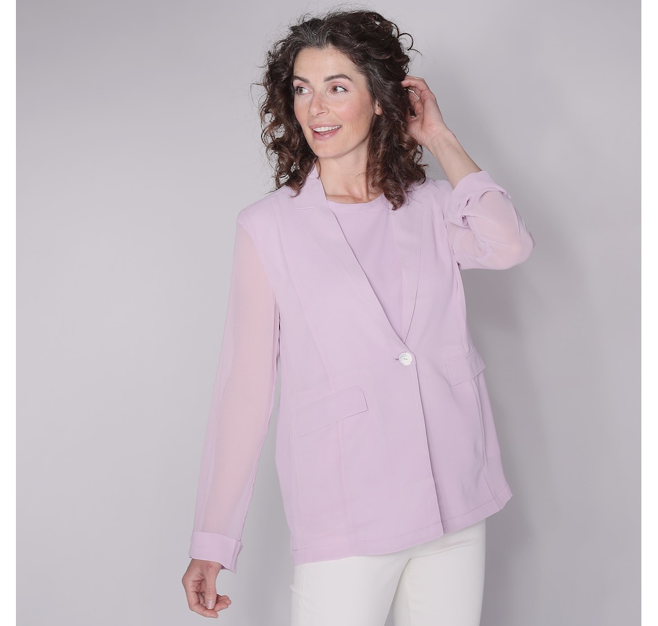 Clothing & Shoes - Jackets & Coats - Blazers - Wynne Style Chiffon ...