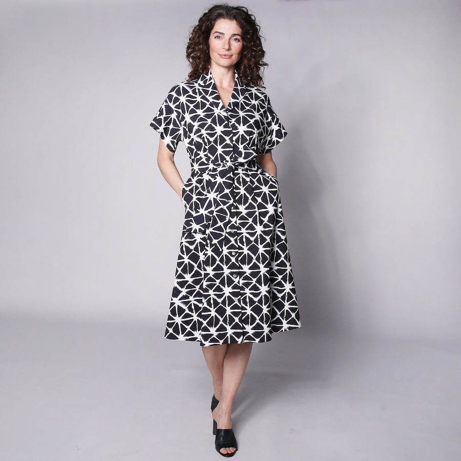 Image 245970_BLK.jpg, Product 245-970 / Price $89.33, N Natori Geo Short Sleeve Shirt Dress from N Natori on TSC.ca's Fashion department