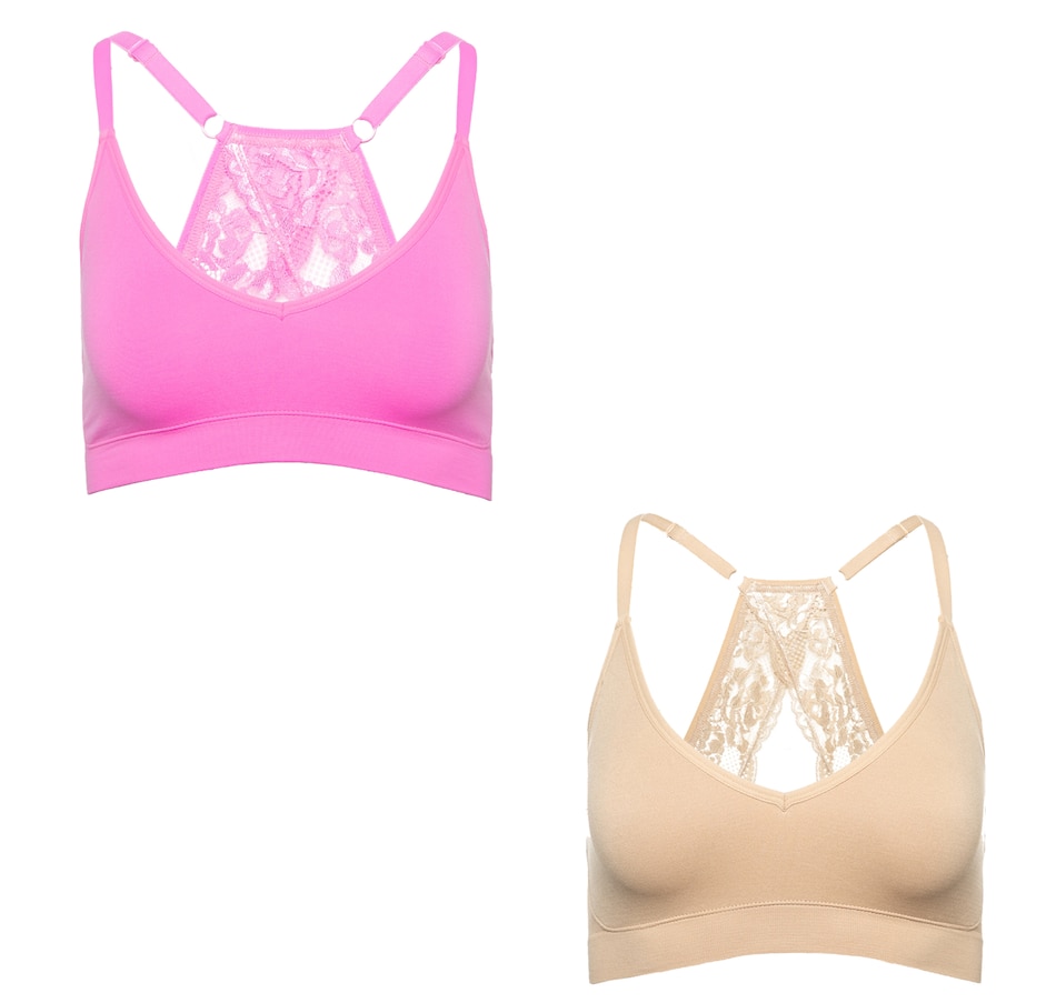 Clothing & Shoes - Socks & Underwear - Bras - Rhonda Shear Shear Brushed  Fibre Lace Back Bra (Two-Pack) - Online Shopping for Canadians