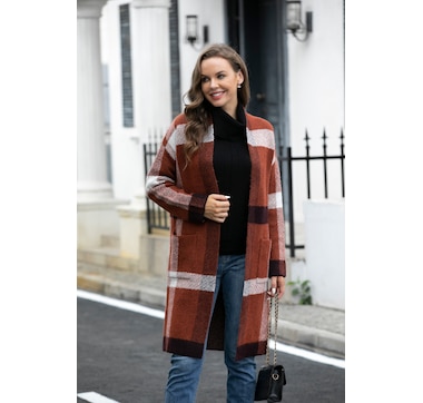 Orange Fashion Village Long Open Front Cardigan