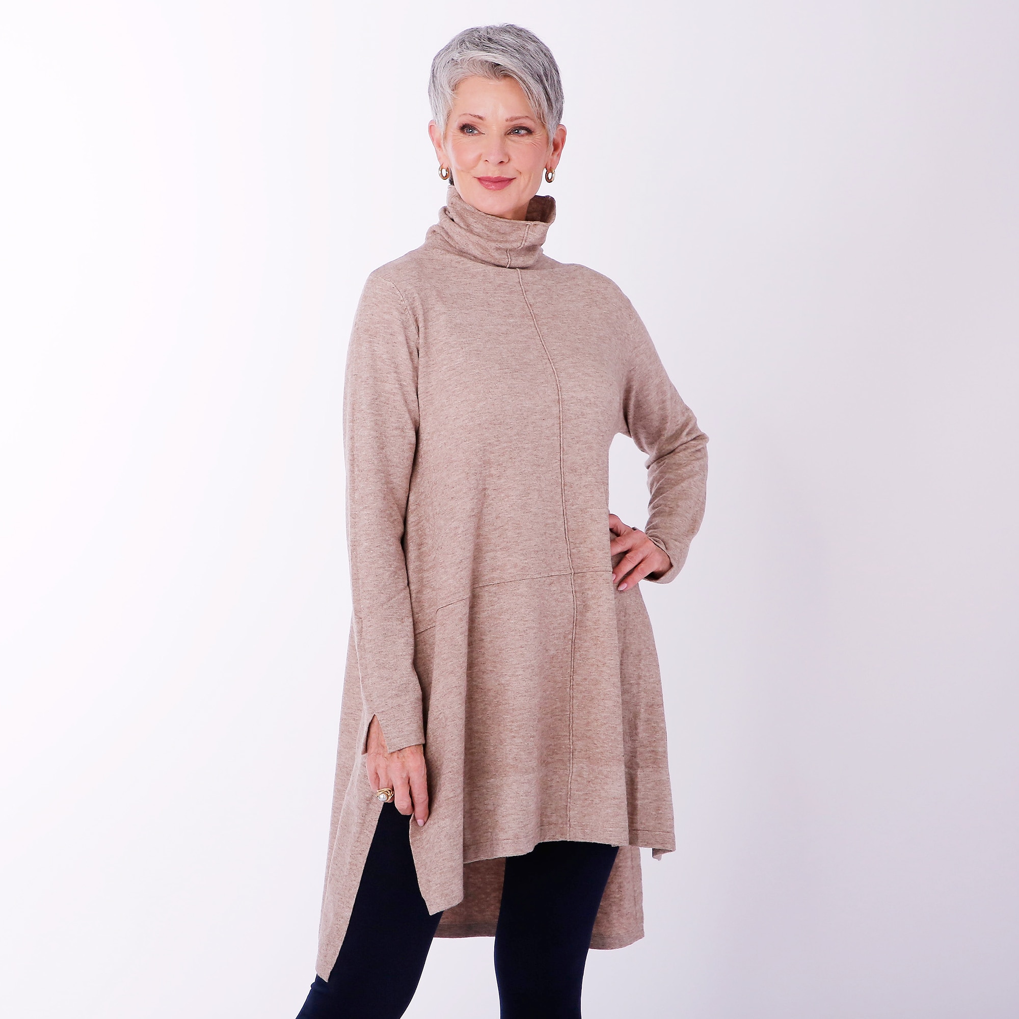 Cowl neck 2025 tunic sweater