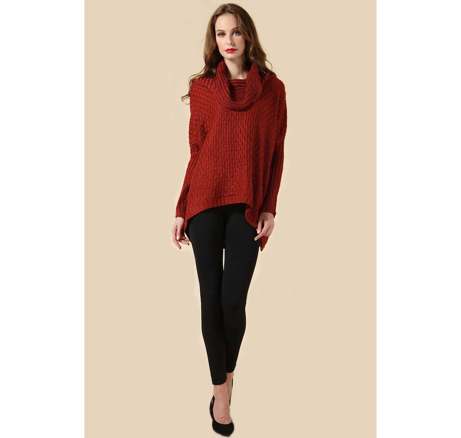 Clothing & Shoes - Tops - Sweaters & Cardigans - Turtlenecks & Mock necks -  Orange Fashion Village High Low Side Slit Cowl Neck Tunic Sweater - Online  Shopping for Canadians