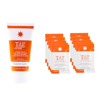Product 246-131 / Price $49.00 , Tan Towel Summer Glow Kit