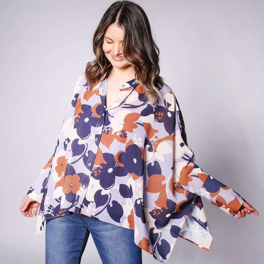 Image 246145_MLTFL.jpg, Product 246-145 / Price $29.33, Diane Gilman Button Up Easy Poncho Top from DG2 by Diane Gilman on TSC.ca's Fashion department