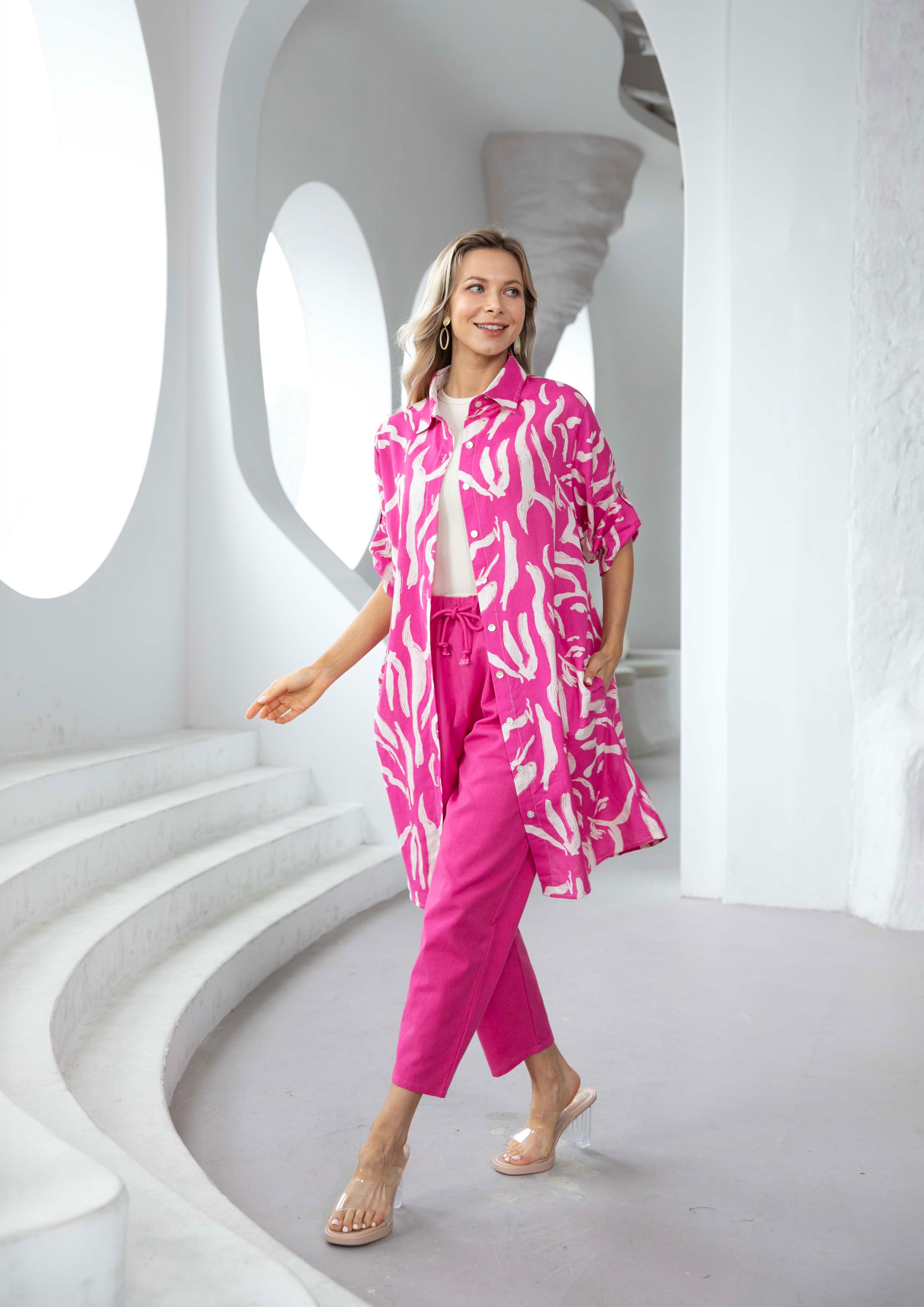 Q.anos キュアノスShell multi blouse Wynne Style Satin Shirt with Cuff Detail - TSC.ca