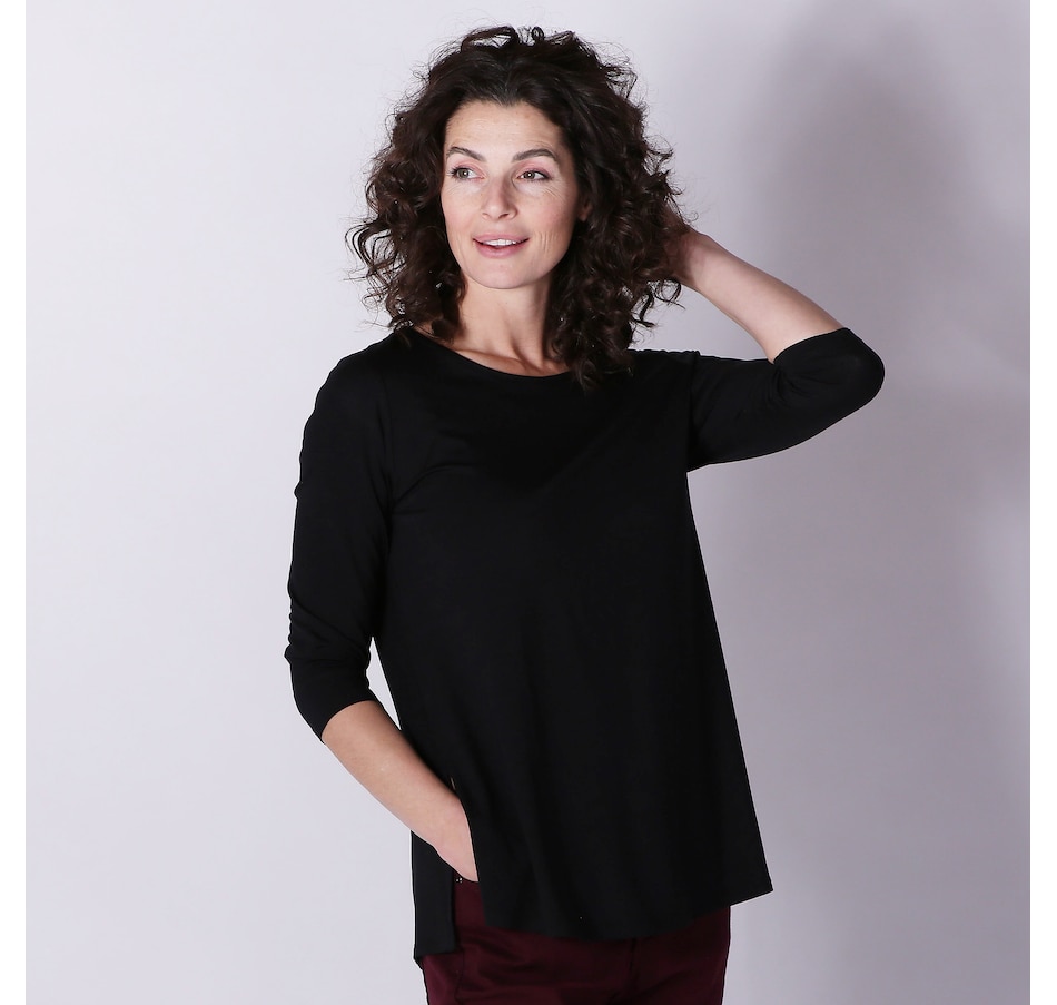 Image 246217_BLK.jpg, Product 246-217 / Price $59.99, Mr. Max Ultra Modal Relaxed Essential 3/4 Sleeve Top from Mr. Max on TSC.ca's Clothing & Shoes department