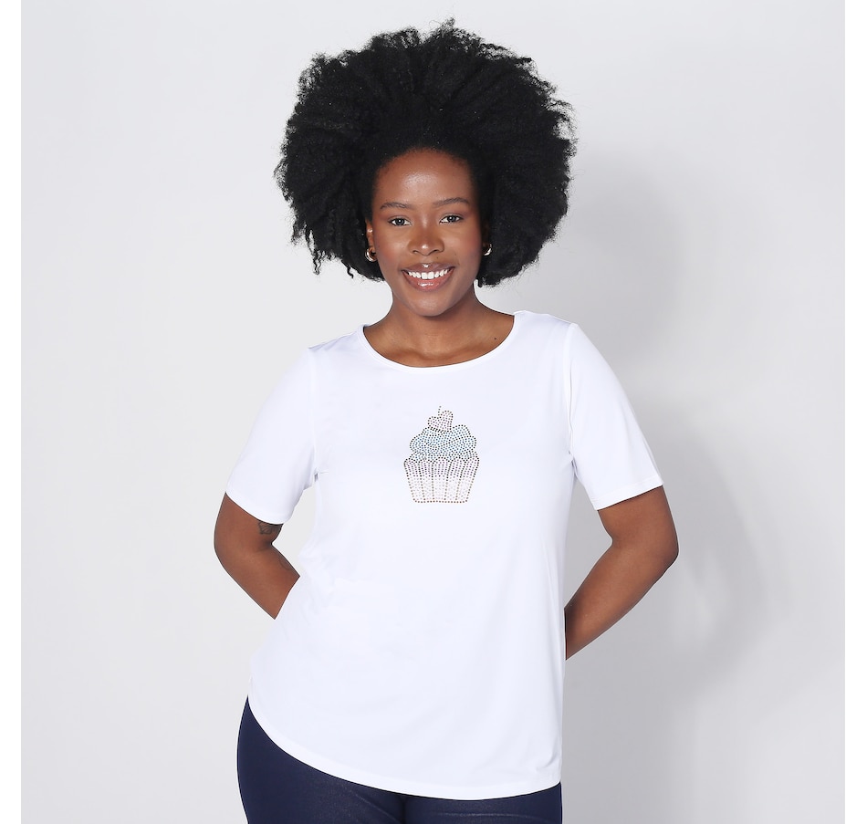 Image 246236_ACWT.jpg, Product 246-236 / Price $23.33, Kim & Co. Brazil Knit Short Sleeve Rhinestone Cupcake Top from Kim & Co. on TSC.ca's Fashion department