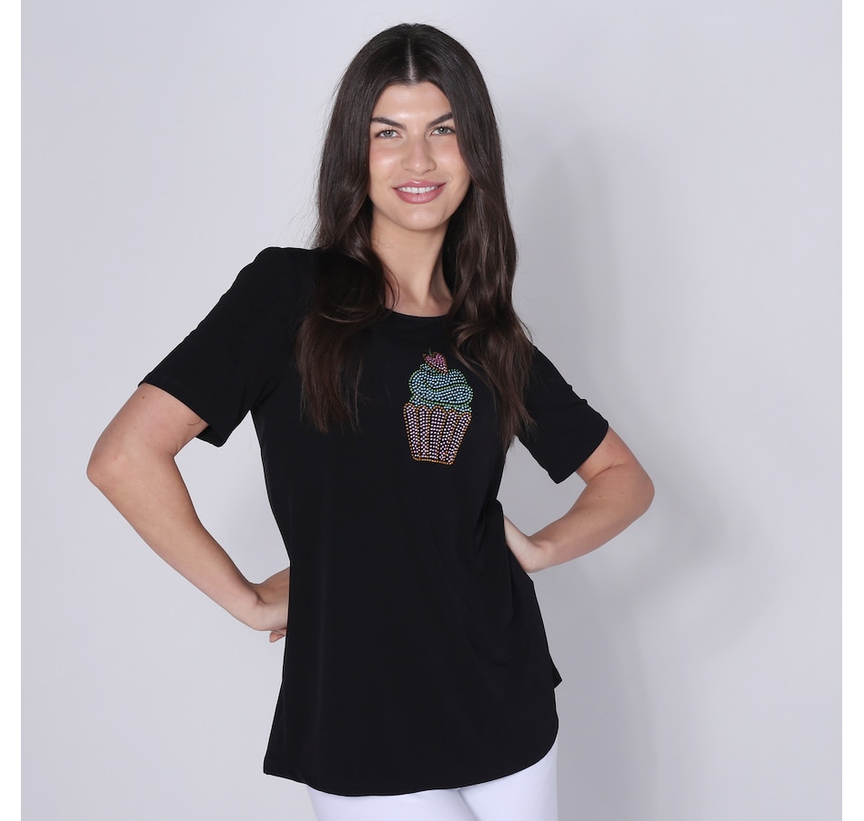 Image 246236_BLK.jpg, Product 246-236 / Price $23.33, Kim & Co. Brazil Knit Short Sleeve Rhinestone Cupcake Top from Kim & Co. on TSC.ca's Fashion department