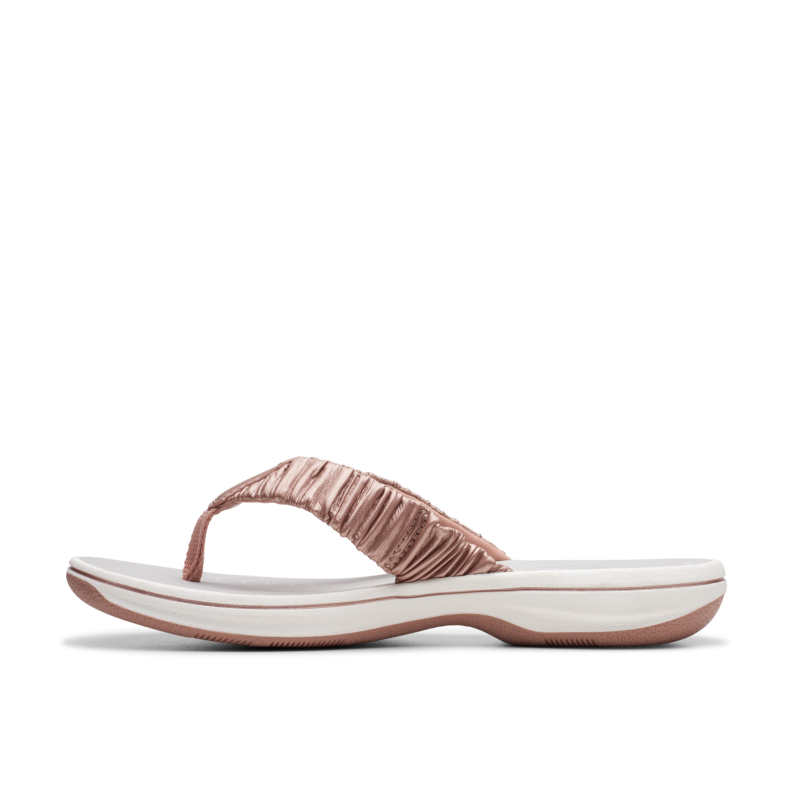 Clarks rose gold flip flops sales