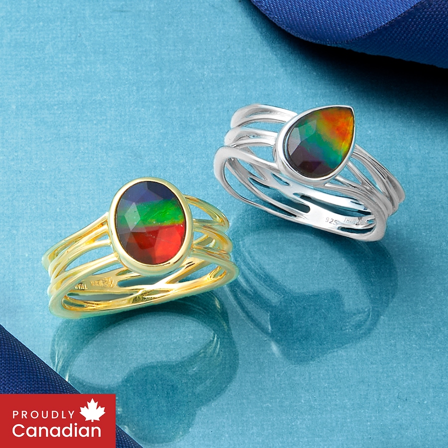 Image 246278_ALTMORE100.jpg, Product 246-278 / Price $329.99, Canadian Ammolite Gems Sterling Silver Shaped Ammolite Statement Ring from Canadian Ammolite Gems on TSC.ca's Jewellery department