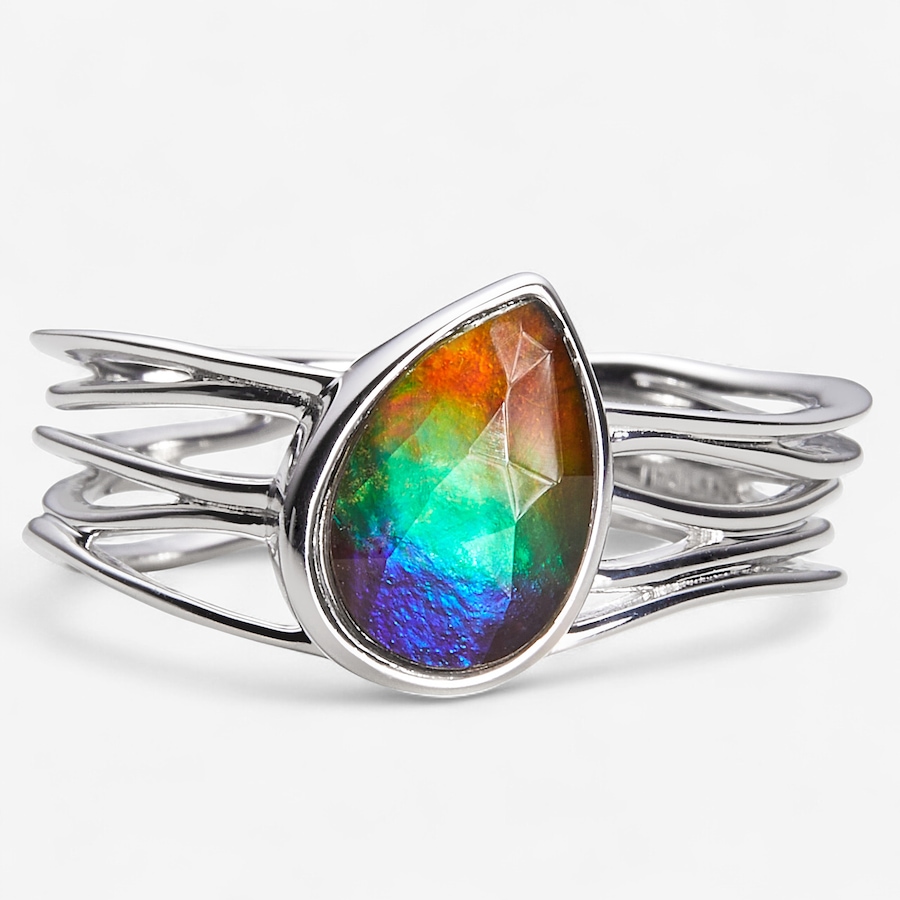 Image 246278_RHPR.jpg, Product 246-278 / Price $329.99, Canadian Ammolite Gems Sterling Silver Shaped Ammolite Statement Ring from Canadian Ammolite Gems on TSC.ca's Jewellery department