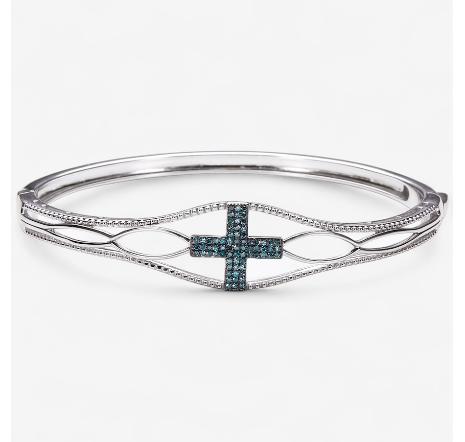 Image 246279.jpg, Product 246-279 / Price $299.99, Colours of Diamonds Sterling Silver Rhodium Plate 0.35 ctw Blue Diamond Bangle from Colours of Diamonds on TSC.ca's Jewellery department