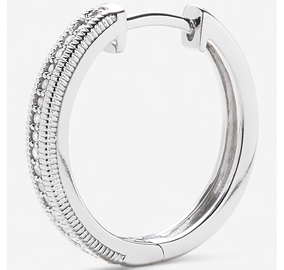 Image 246280_ALTMORE1.jpg, Product 246-280 / Price $179.99, Colours of Diamonds Sterling Silver Rhodium Plate 0.25 ctw Diamond Hoop Earrings from Colours of Diamonds on TSC.ca's Jewellery department