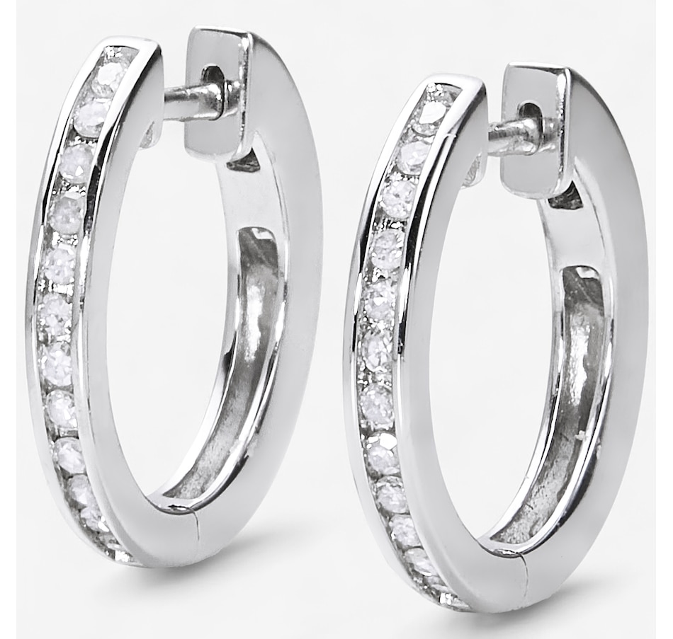 Image 246281.jpg, Product 246-281 / Price $189.99, Colours of Diamonds Sterling Silver Rhodium Plate 0.25 ctw Diamond Hoop Earrings from Colours of Diamonds on TSC.ca's Jewellery department