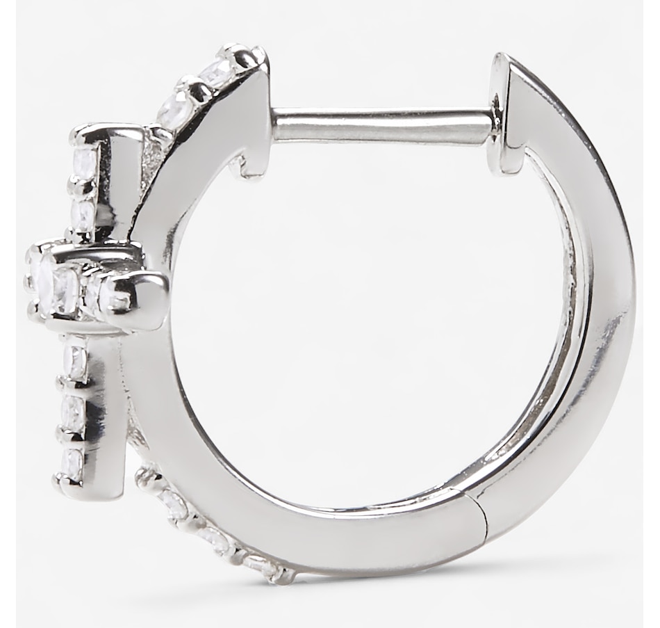 Image 246282_ALTMORE1.jpg, Product 246-282 / Price $299.99, Colours of Diamonds Sterling Silver Rhodium Plate 0.25 ctw Cross Diamond Hoop Earrings from Colours of Diamonds on TSC.ca's Jewellery department