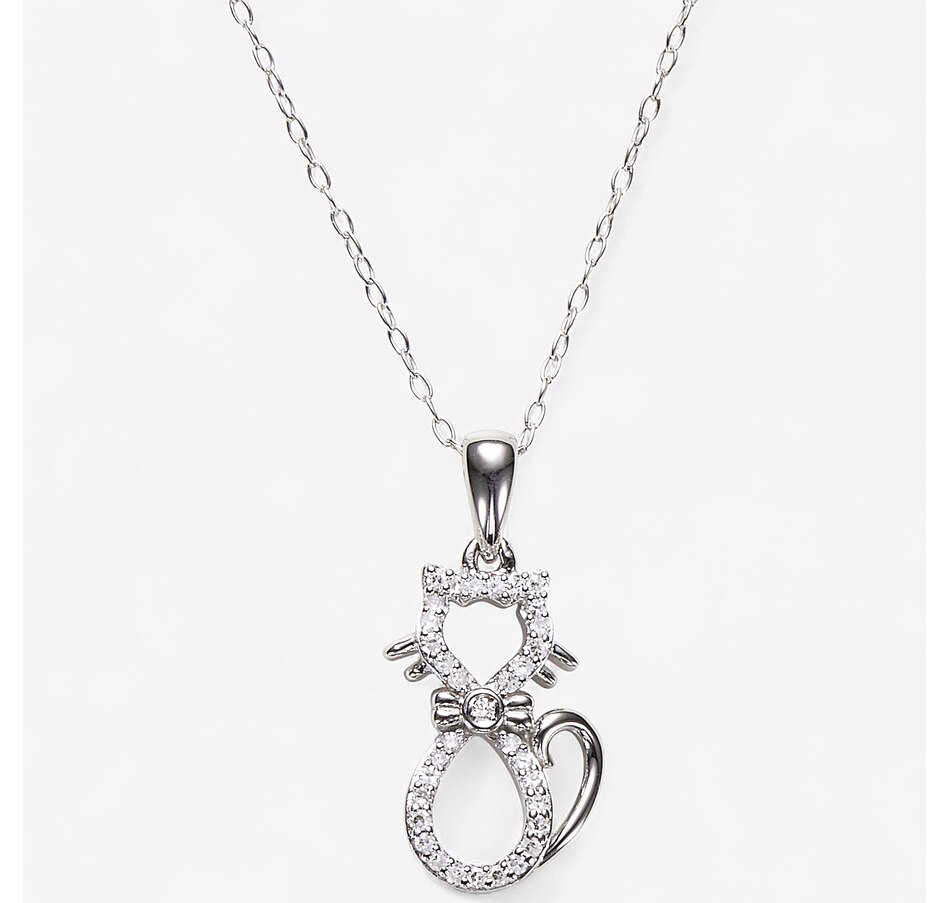 Image 246283.jpg, Product 246-283 / Price $169.99, Colours of Diamonds Sterling Silver Rhodium Plate 0.10 ctw Diamond Cat Pendant With Chain from Colours of Diamonds on TSC.ca's Jewellery department