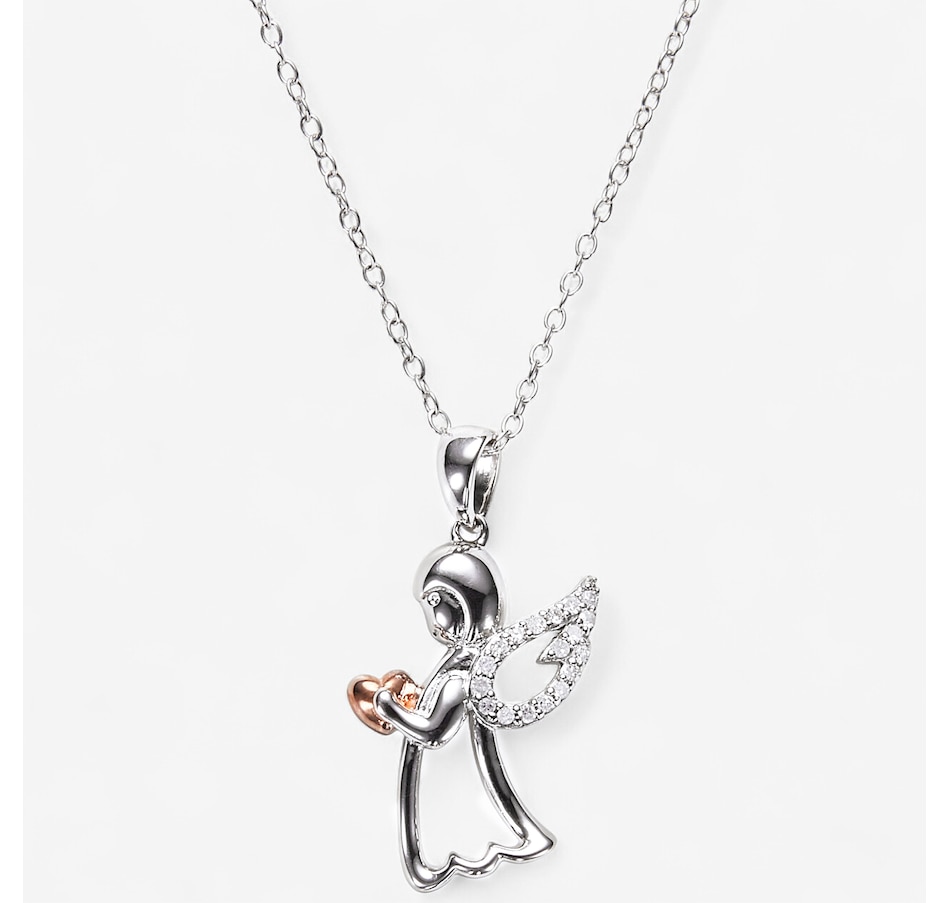 Image 246284.jpg, Product 246-284 / Price $99.99, Colours of Diamonds Sterling Silver Rose Gold Plate 0.10 ctw Diamond Angel Pendant With Chain from Colours of Diamonds on TSC.ca's Jewellery department