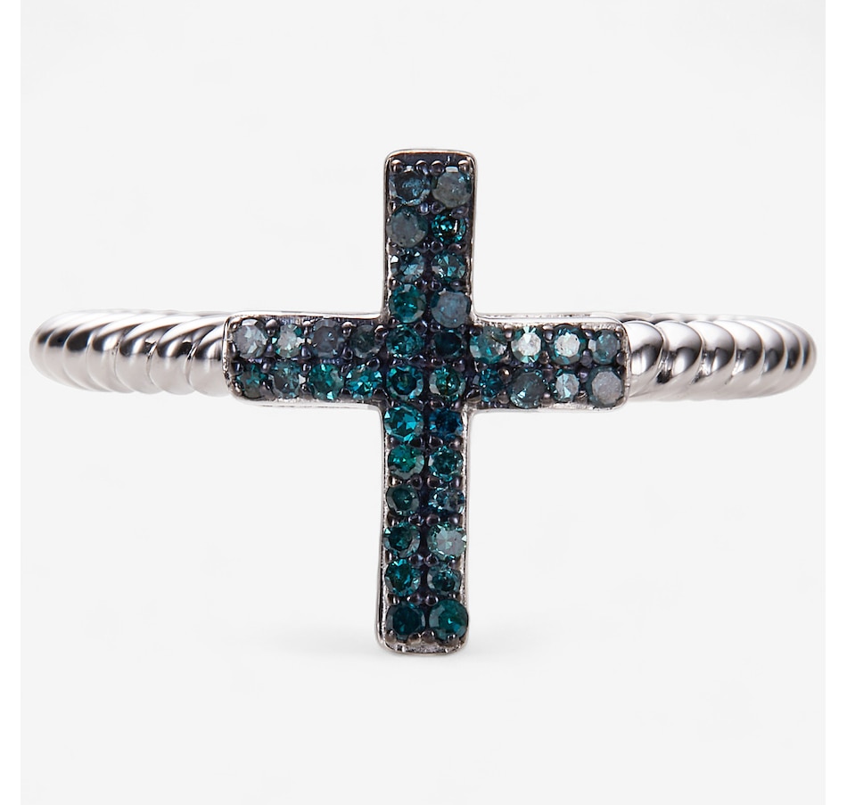 Image 246286_BLURH.jpg, Product 246-286 / Price $99.99, Colours of Diamonds Sterling Silver 0.15 ctw Diamond Cross Ring from Colours of Diamonds on TSC.ca's Jewellery department
