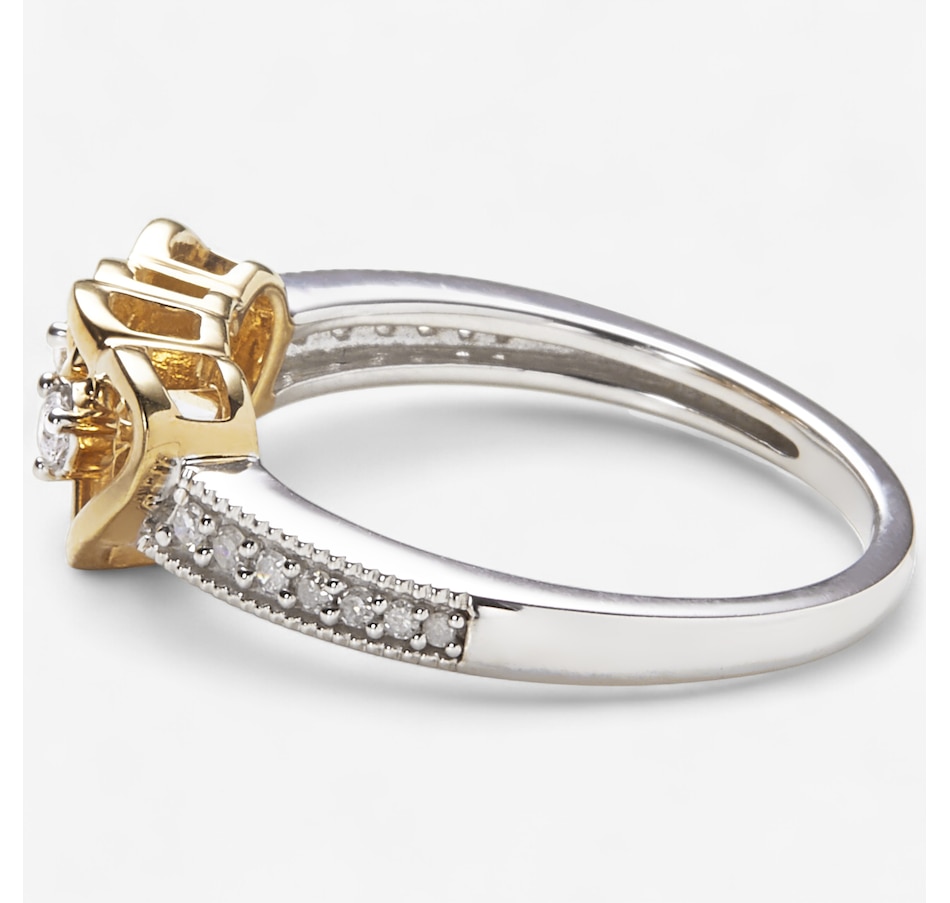 Image 246287_ALTMORE1.jpg, Product 246-287 / Price $99.99, Colours of Diamonds Sterling Silver Yellow Gold Plated 0.15 ctw Twin Heart White Diamond Ring from Colours of Diamonds on TSC.ca's Jewellery department