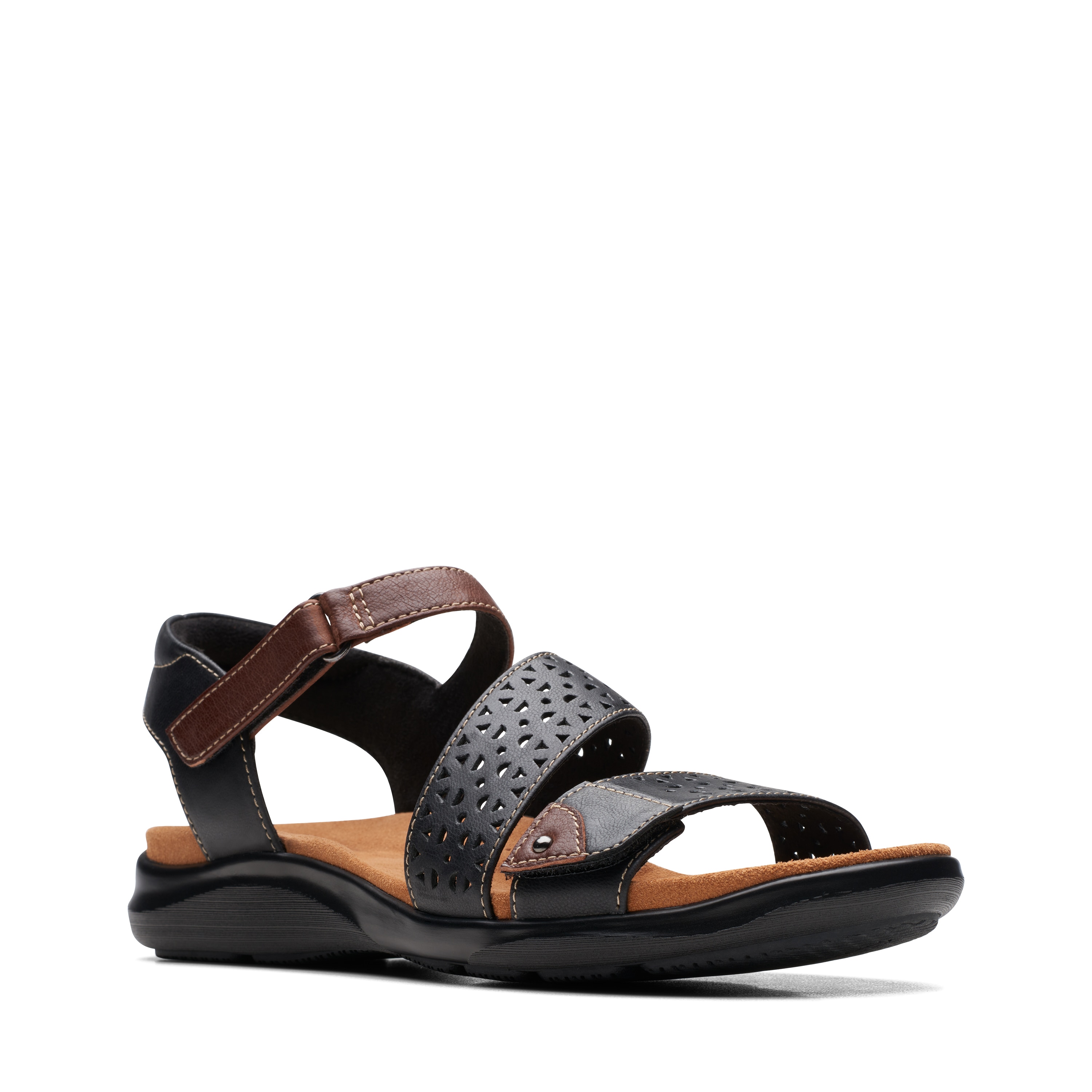 (取寄) クラークス レディース キトリー ウェイ Clarks women Clarks Kitly Way Black Leather Clarks Kitly Way Sandal - TSC.ca