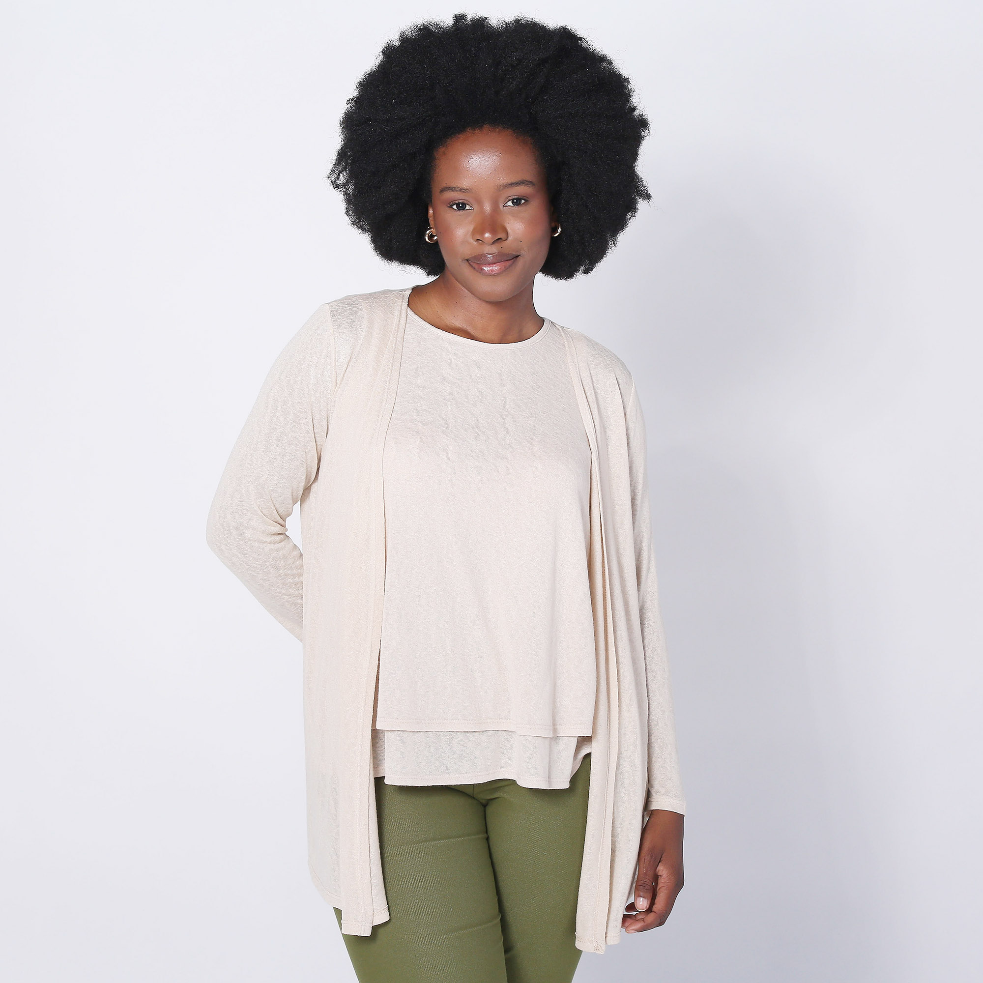 Kim & Co. Linen Look Knit Long Sleeve Edge To Edge Cardigan - TSC.ca