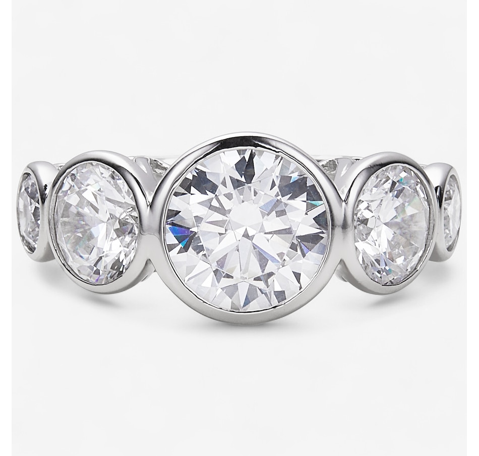 Image 246355_RHRND.jpg, Product 246-355 / Price $89.99, Diamonelle Sterling Silver Graduated Shaped Bezel Set Diamonelle Ring from Diamonelle on TSC.ca's Jewellery department