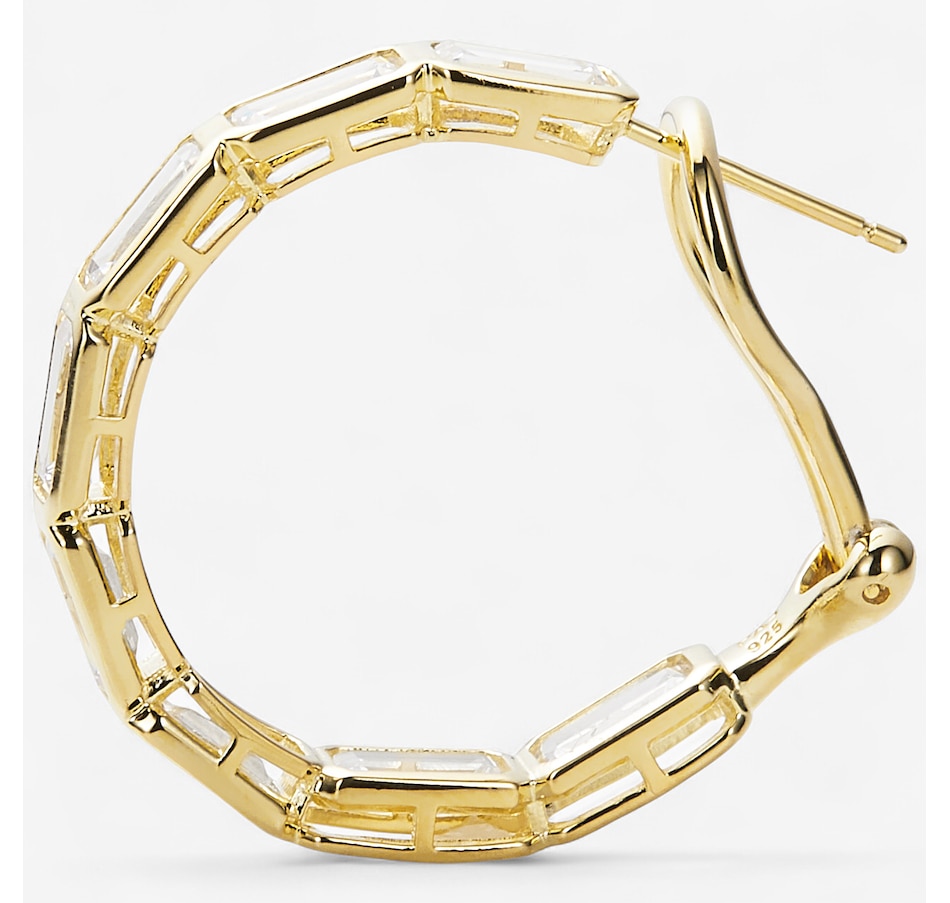 Image 246356_ALTMORE1.jpg, Product 246-356 / Price $99.99, Diamonelle Sterling Silver Shaped Bezel Set Diamonelle Hoop Earrings from Diamonelle on TSC.ca's Jewellery department