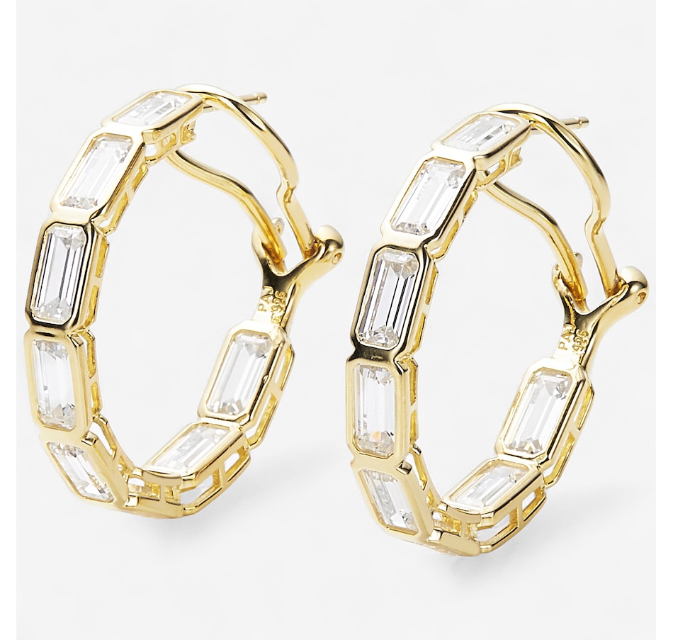 Image 246356_YEMER.jpg, Product 246-356 / Price $99.99, Diamonelle Sterling Silver Shaped Bezel Set Diamonelle Hoop Earrings from Diamonelle on TSC.ca's Jewellery department