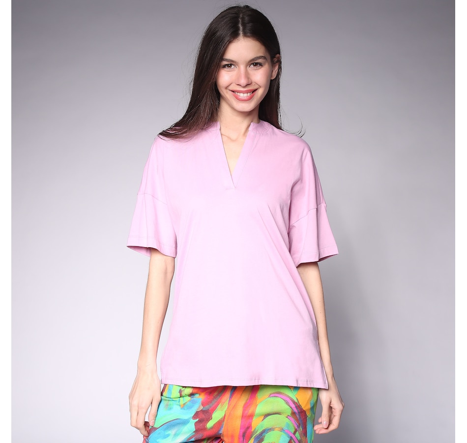 Image 246444_MVE.jpg, Product 246-444 / Price $24.33, N Natori Breeze Cotton Split Neck Tee from N Natori on TSC.ca's Fashion department