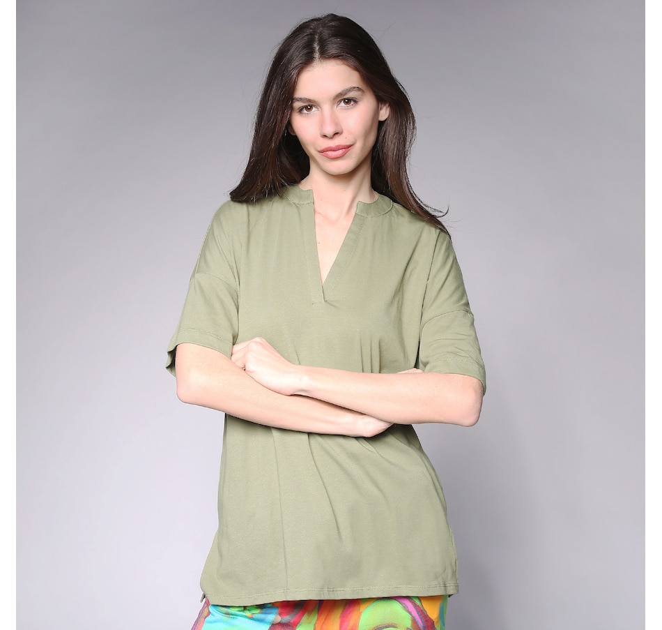 Image 246444_OLI.jpg, Product 246-444 / Price $24.33, N Natori Breeze Cotton Split Neck Tee from N Natori on TSC.ca's Fashion department