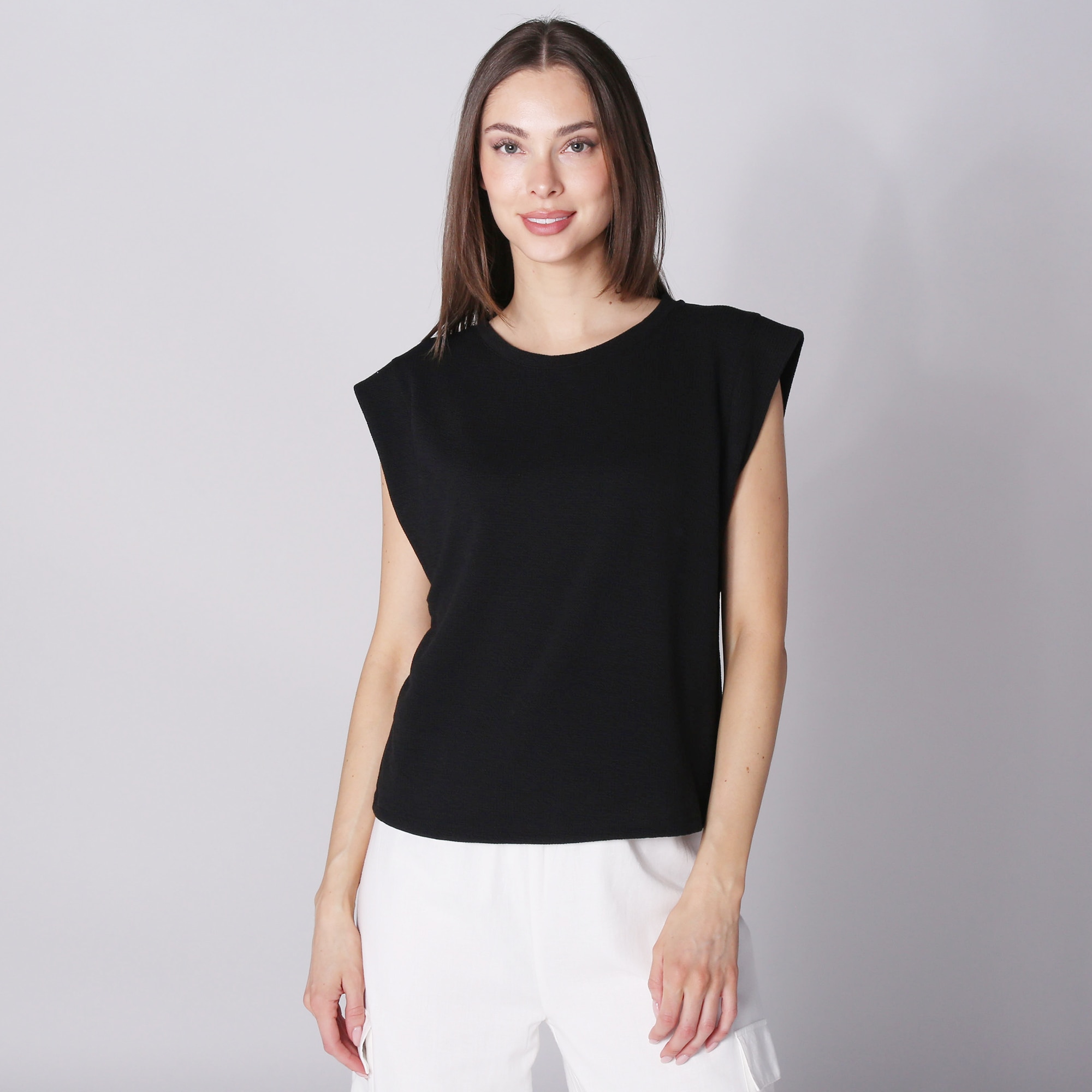 Modern Identity Sleeveless Crew Neck T-Shirt