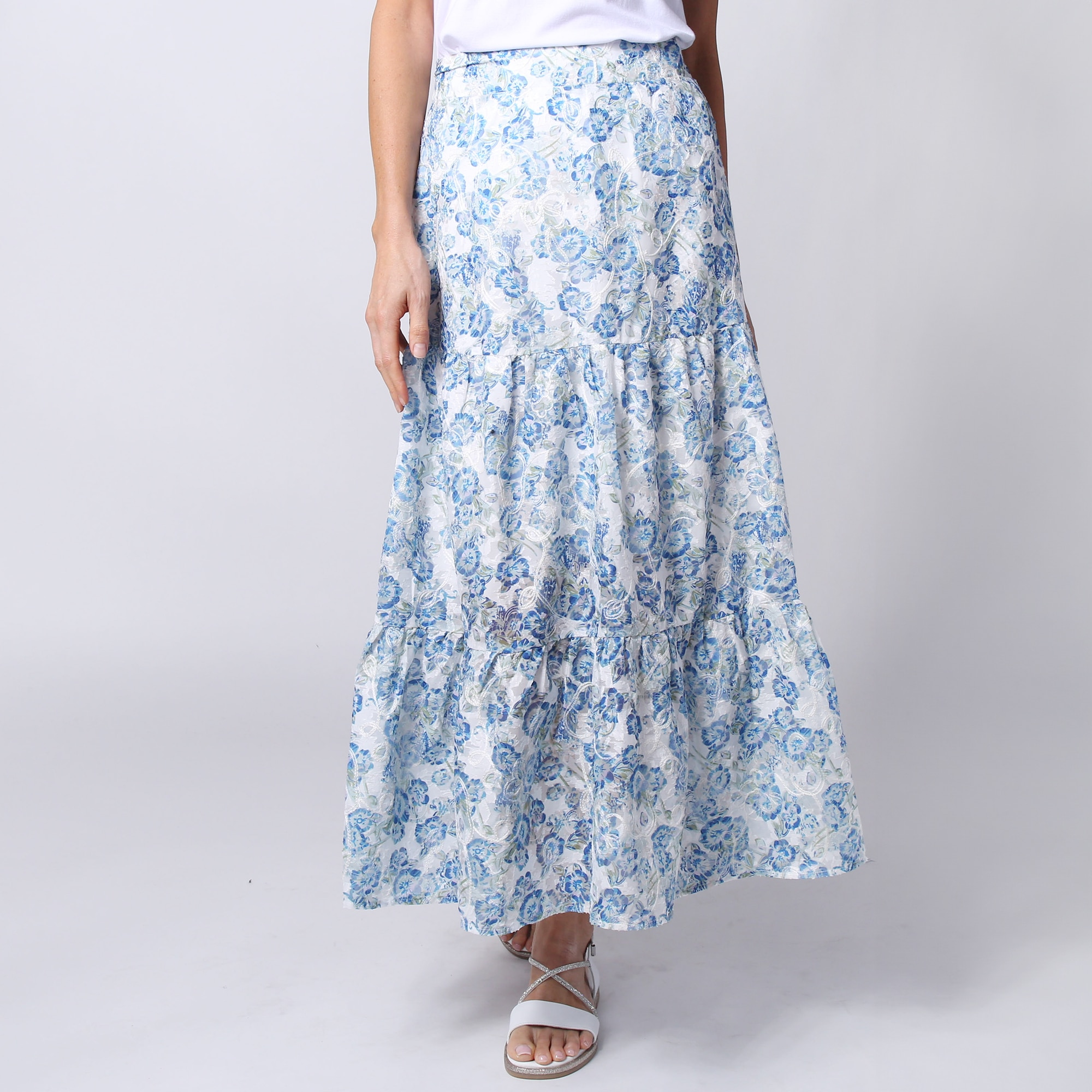 Modern Identity Novelty Lace Detail Flowy Skirt